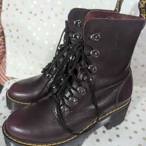 Dr. Martens Women's Burgundy Leather Boots